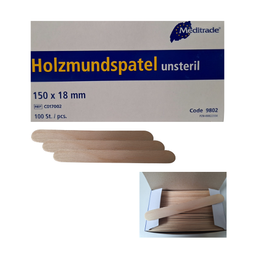 Holzmundspatel, 150x18 mm, unsteril, 100 Stk.